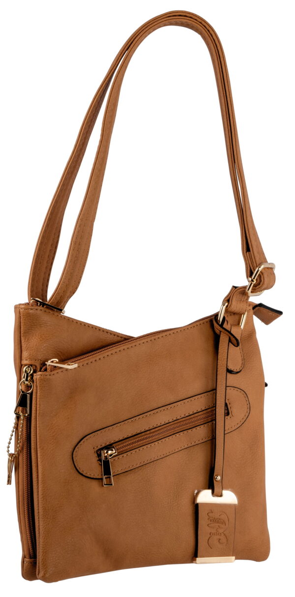 Bulldog BDP032 Cross Body Purse With Holster Tan Leather for Small Autos & Revolvers Ambidextrous Hand