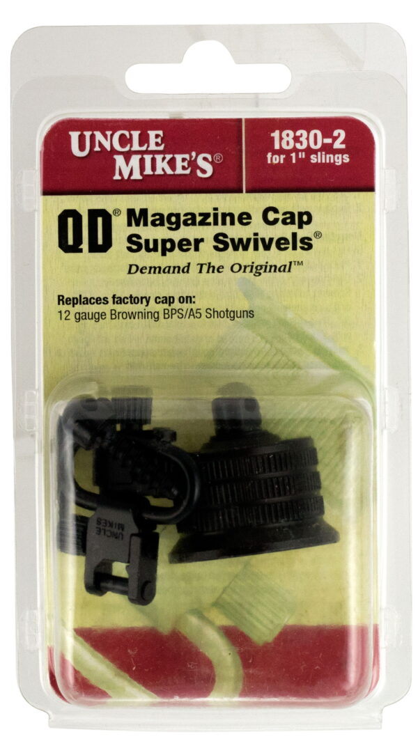 Uncle Mike's 18302 Mag Cap Swivel Set made of Steel with Blued Finish, 1" Loop Size & Quick Detach Style for 12 Gauge Browning BPS, A5 Includes Two Super Swivels