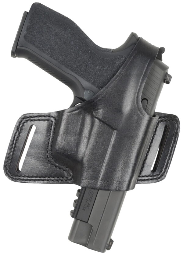 Bianchi 15718 Black Widow OWB Size 14 Black Leather Belt Slide Fits Glock 17 Fits Glock 19 Fits Glock 22 Right Hand