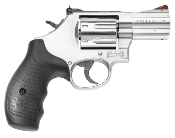 Smith & Wesson 164192 Model 686 Plus 357 Mag or 38 S&W Spl +P Stainless Steel 2.50" Barrel, 7 Shot, Satin Stainless Steel L-Frame, Red Ramp Front/Adjustable White Outline Rear Sights, Internal Lock