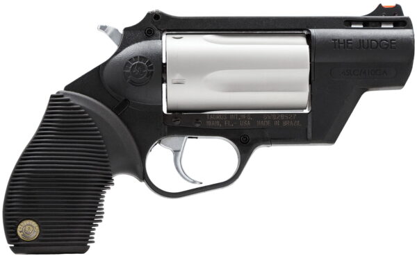 Taurus 2441029TCPLY Judge Public Defender 45 Colt (LC) Caliber or 2.50" 410 Gauge 5 Shot 2.50" Black Finish Barrel, Matte Stainless Finish Cylinder, Black Finish Polymer Frame & Black Ribber Grip