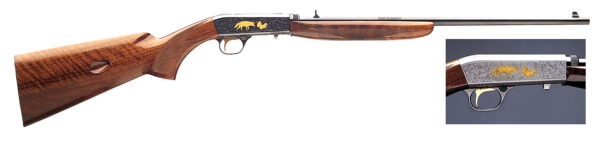 Browning 021003102 SA-22 Takedown 22 LR 10+1 19.30" Polished Blued/ 19.30" Light Sporter Barrel, Satin Gray Engraved with 24K Gold Receiver, Gloss American Walnut Stock, Right Hand