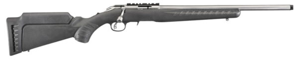 Ruger 8352 American Rimfire Full Size 22 WMR 9+1 18" Matte Stainless Threaded Barrel, Satin Stainless Scope Rail Receiver, Black Synthetic Adjustable Stock, Right Hand