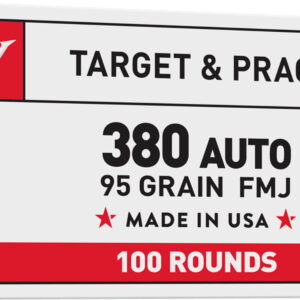 Winchester Ammo USA380VP USA 380 ACP 95 gr Full Metal Jacket Flat Nose 100 Per Box/5 Case