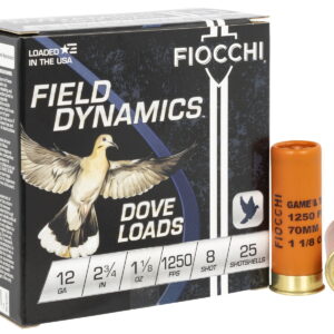 Fiocchi 12GTX188 Field Dynamics Dove & Quail 12Gauge 2.75" 1 1/8oz 8Shot 25 Per Box/10 Case