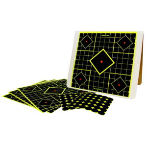 Birchwood Casey 34202 Shoot-N-C Reactive Target Kit Stand Adhesive Paper Black/Yellow 5-Diamond Includes Pasters 4 Per Pkg