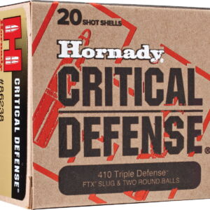 Hornady 86238 Critical Defense Triple Defense 410 Gauge 2.50" 2 Round Balls 1 FTX Slug 20 Per Box/10 Case