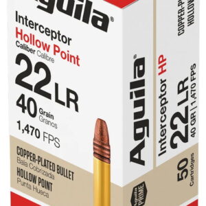 Aguila 1B220321 Interceptor Rimfire 22LR 40gr Copper Plated Hollow Point 50 Per Box/20 Case
