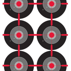 Birchwood Casey 35705 Dirty Bird Multiple Bullseye Tagboard Hanging Pistol 12" x 18" Black/Red/Gray White Impact Splatter 8 Per Pkg