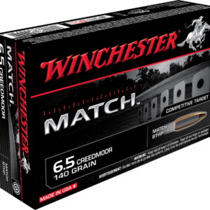 Winchester Ammo S65CM Match 6.5 Creedmoor 140 gr Sierra MatchKing BTHP 20 Per Box/10 Case