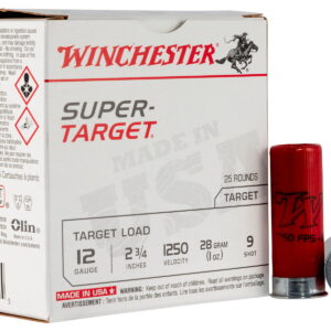 Winchester Ammo TRGT12509 Super-Target Light Target 12 Gauge 2.75" 1 oz 9 Shot 25 Per Box/10 Case