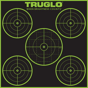 TruGlo TG11A12 Tru-See 5-Bull Target Black/Green Self-Adhesive Heavy Paper Universal Fluorescent Green 12 Pack Includes Pasters