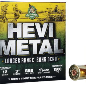HEVI-Metal HS38008 HEVI-Metal Longer Range 12 Gauge 3" 1 1/4 oz BBB Shot 25 Per Box/10 Case