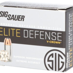 Sig Sauer E380A120 Elite Defense 380 ACP 90 gr V Crown Jacketed Hollow Point 20 Per Box/10 Case