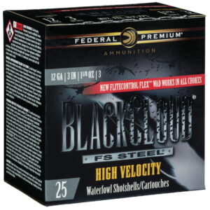 Federal PWBXH1433 Black Cloud FS High Velocity 12Gauge 3" 1 1/8oz 3Shot 25 Per Box/10 Case