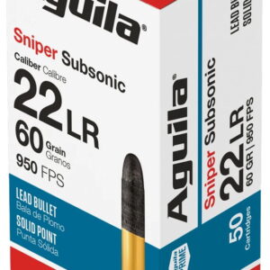 Aguila 1B220112 Sniper Subsonic Rimfire 22LR 60gr Lead Solid Point 50 Per Box/20 Case
