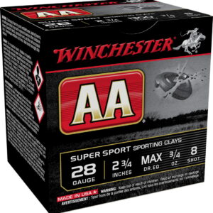 Winchester Ammo AASC288 AA Sporting Clay 28 Gauge 2.75" 3/4 oz 8 Shot 25 Per Box/10 Case