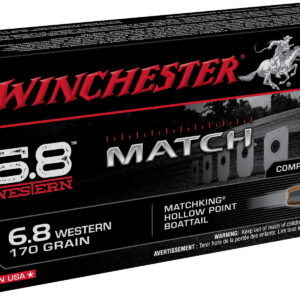 Winchester Ammo S68WM Match 6.8 Western 170 gr Sierra MatchKing BTHP 20 Per Box/10 Case