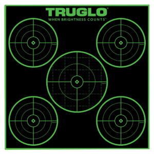 TruGlo TGTG11A25 Tru-See 5-Bull Target Black/Green Self-Adhesive Heavy Paper Universal Fluorescent Green 25 Pack