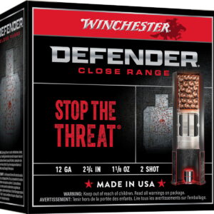 Winchester Ammo S122PD25 Defender 12 Gauge 2.75" 1 1/8 oz 2 Shot 25 Bx/ 10 Case