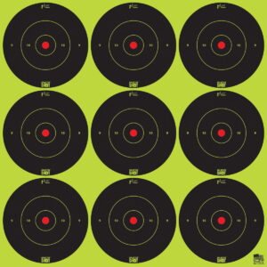 Pro-Shot 2BGREEN108 SplatterShot Black/Green Self-Adhesive Paper Impact Enhancement 2" Bullseye 108 Targets/12 Sheets