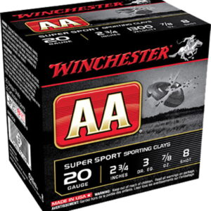Winchester Ammo AASC208 AA Super Sport Sporting Clay 20 Gauge 2.75" 7/8 oz 8 Shot 25 Per Box/10 Case