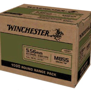 Winchester Ammo WM8551000 USA M855 Green Tip 5.56x45mm NATO 62 gr Full Metal Jacket 1000 Per Box/1 Case Sold By The Case