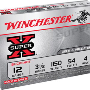 Winchester Ammo XB12L4 Super X 12 Gauge 3.50" 54 Pellets 4 Buck Shot 5 Per Box/50 Case
