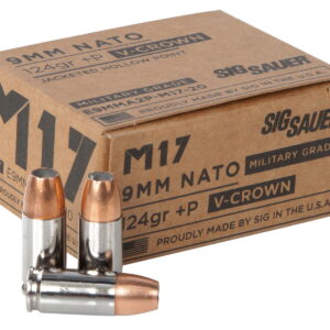 Sig Sauer E9MMA2PM1720 Military Grade M17 9mm Luger +P 124 gr V Crown Jacketed Hollow Point 20 Per Box/10 Case