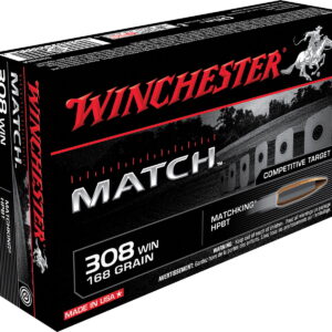 Winchester Ammo S308M Match 308 Win 168 gr Sierra MatchKing BTHP 20 Per Box/10 Case