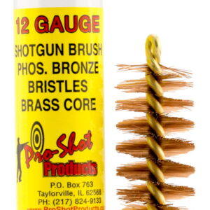 Pro-Shot 12S Bore Brush 12 Gauge Shotgun #5/16-27 Thread Bronze Bristles Looped Tip Brass Core