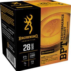 Browning Ammo B193632827 BPT Performance Target Sporting Clay 28Gauge 2.75" 3/4oz 7.5Shot 25 Per Box/10 Case