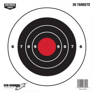 Birchwood Casey 37826 EZE-Scorer 8" Bullseye Paper Hanging Black/Red 26 Per Pkg