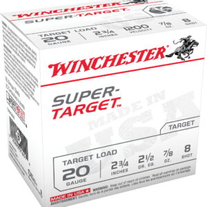 Winchester Ammo TRGT208 Super-Target 20 Gauge 2.75" 7/8 oz 8 Shot 25 Per Box/10 Case