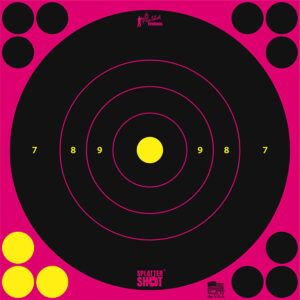 Pro-Shot 8BPINK6PK SplatterShot Black/Pink Self-Adhesive Paper Impact Enhancement Bright Pink 8" Bullseye 6 Pack Includes Pasters