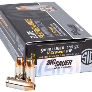 Sig Sauer E9MMA1COMP50 Match Elite Competition 9mm Luger 115 gr V Crown Jacketed Hollow Point 50 Per Box/20 Case