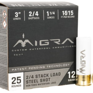 Migra Ammunitions M12S24 Staxd 12 Gauge 3" 1 1/4 oz 2/4 Shot 25 Per Box/10 Case