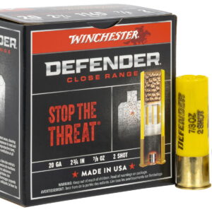 Winchester Ammo S202PD25 Defender 20 Gauge 2.75" 7/8 oz 2 Shot 25 Per Box/10 Case