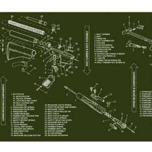 TekMat TEKR36AR15OD AR-15 Cleaning Mat AR-15 Parts Diagram 12" x 36"