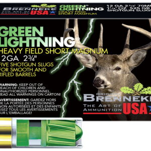 Brenneke SL122HFSGL Green Lightning Heavy Field 12Gauge 2.75" 1 1/4oz Slug Shot 5 Per Box/50 Case