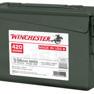 Winchester Ammo WM193420CS USA M193 5.56x45mm NATO 55 gr Full Metal Jacket 840rds/ 420 Bx 2 Cans