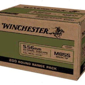 Winchester Ammo WM855200 USA M855 Green Tip 5.56x45mm NATO 62 gr Full Metal Jacket 200 Per Box/4 Case