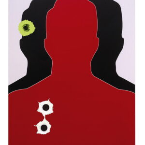 Birchwood Casey 35708 Dirty Bird Silhouette Tagboard Hanging Pistol 12" x 18" Black/Red White Impact Splatter 8 Per Pkg