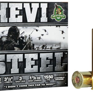 HEVI-Shot HS65003 HEVI-Steel 12 Gauge 3.50" 1 3/8 oz 3 Shot 25 Per Box/10 Case