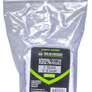 Breakthrough Clean BTCPS350 Square Cleaning Patches 100% Cotton 50 Pack For 12-16 Guage