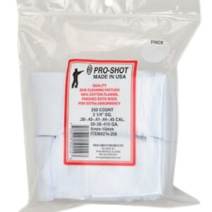 Pro-Shot 214250 Cleaning Patches .38 - .45 Cal/ .410 / 20 Gauge 2.25" Square Cotton Flannel 250 Pack
