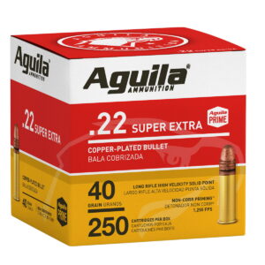 Aguila 1B221100 Super Extra Rimfire 22LR 40gr Copper Plated Solid Point 250 Per Box/8 Case