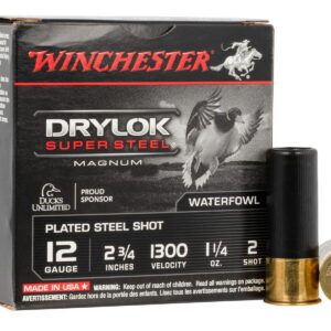 Winchester Ammo XSM122 Drylok Super Steel Magnum 12 Gauge 2.75" 1 1/4 oz 2 Shot 25 Per Box/10 Case