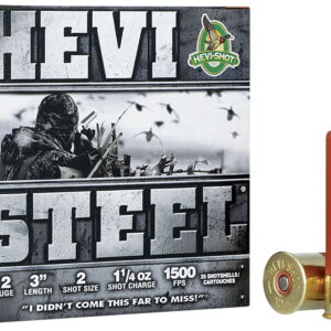 HEVI-Shot HS60002 HEVI-Steel 12 Gauge 3" 1 1/4 oz 2 Shot 25 Per Box/10 Case