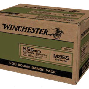 Winchester Ammo WM855500 USA M855 Green Tip 5.56x45mm NATO 62 gr Full Metal Jacket 500 Per Box/2 Case